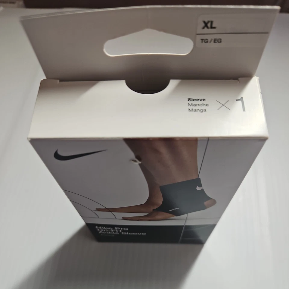 Nike Pro Tobillo Manga 2.0 Adulto XL Negro/Blanco Nuevo Con Caja Soporte Deportes Foto 4 de 4