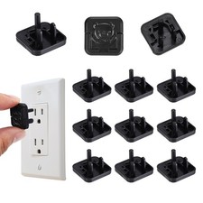 12 Pack Outlet Covers Proofing Safety Plug Covers for 3-Prong Square Cute Black