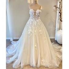 Delicate Sweetheart Wedding Dresses A Line Tulle Sleeveless Lace Customized