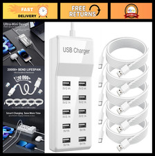 10-Port USB Charging Station 50W 10A, Multi-Device Charger Hub with 5 USB-A to C