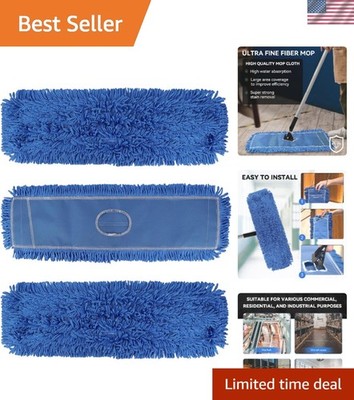 Dust Mop Head Replacement 24 Inch Blue Microfiber 3 Pack Commercial Sweeper
