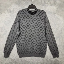 Attention Mens Sweater Medium Gray Knit Cotton Long Sleeve NWOT