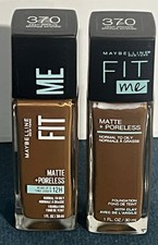 Maquillaje base Maybelline Fit Me mate + sin poros bronce profundo #370 lote de 2
