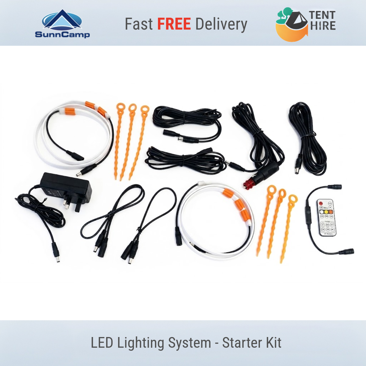 Sunncamp Starter Kit Remote Dual White LED 12v 240v Tent Porch Awning Light Lamp