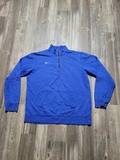Nike Sweatshirt Mens Large Blue Quarter Zip Pullover Kangaroo Pocket Swoosh