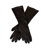 Vintage Black Kidskin Leather Long Opera Gloves Made In West Germany Sz 7