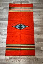 Vintage Southwest Style Hand-Woven Wool Chimayo-Inspired Blanket Rug