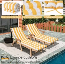 2 Outdoor Chaise Lounge Chair Cushions, 76" x 23" Water, UV, & Weather Resistant