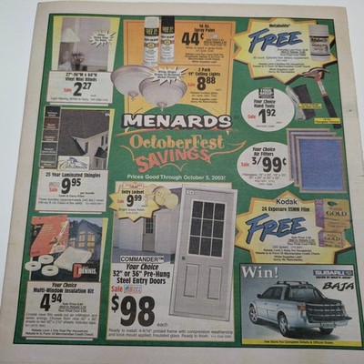 2003 Menards OctoberFest Savings Sale Catalog Flyer Home Improvement Hardware