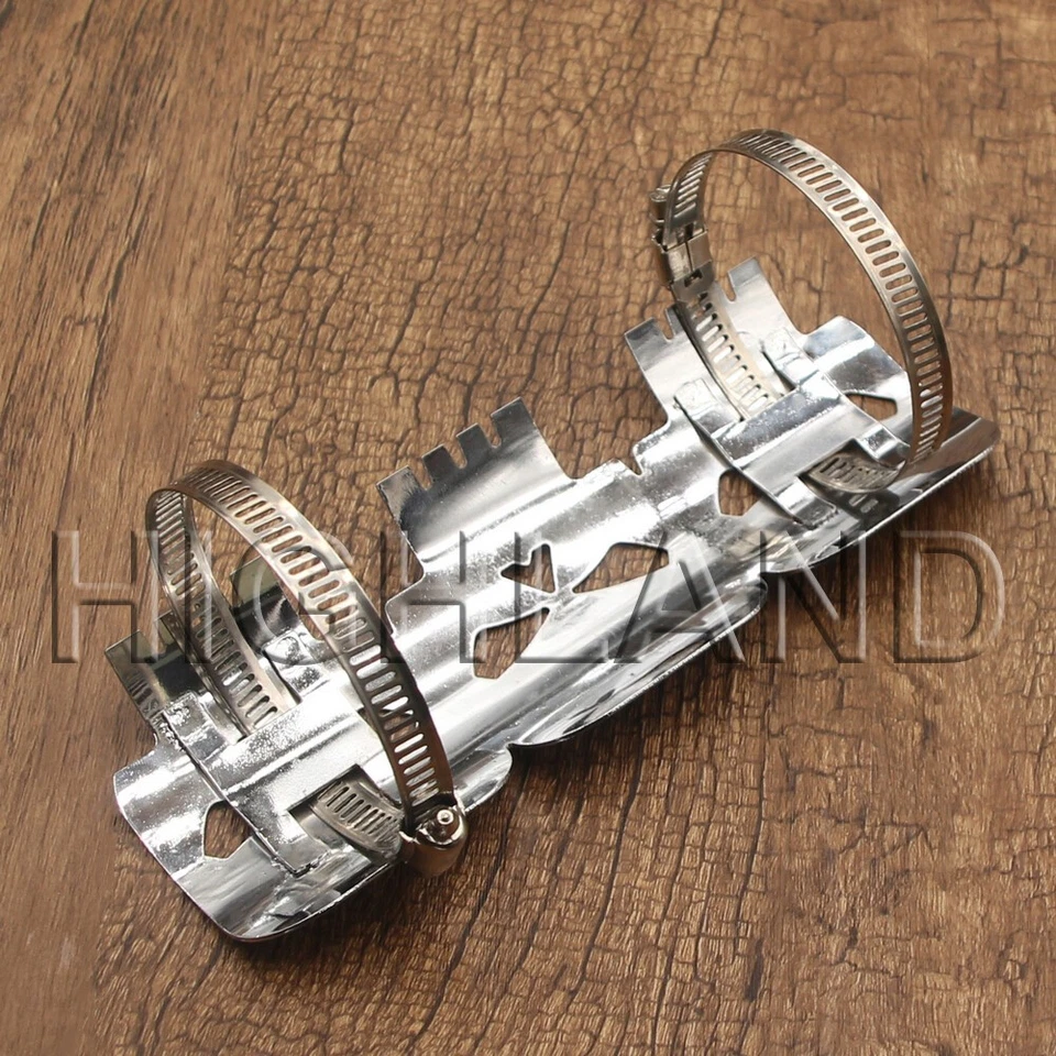 Silver Exhaust Muffler Pipe Heat Shield Cover Heel Guard Chopper Cruiser Custom - Image 2 of 4