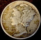 Mercury Dime 1942 P - 90% Silver US Coin - Circulated Condition