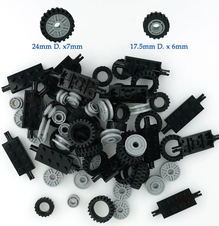 Juego de 70 piezas de ruedas de coche de ciudad neumáticos ejes vehículo camión construcción juguete piezas kit Foto 2 de 2