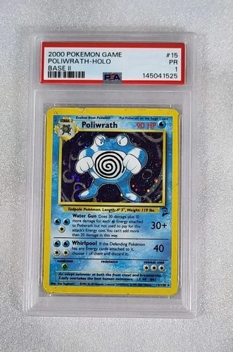 Poliwrath 15/130 PSA 1 Base Set 2 Holo Rare 2000 Pokemon WoTC