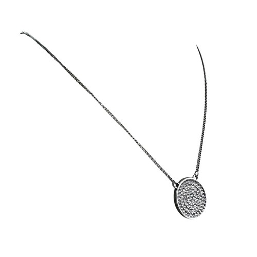 Vince Camuto Crystal Pavé Medallion Silver Tone Modern Fashion 20” Necklace - Picture 2 of 8