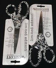 2X Westcott 8" White Graffiti Trendsetter Limited Edition Ambidextrous Scissors