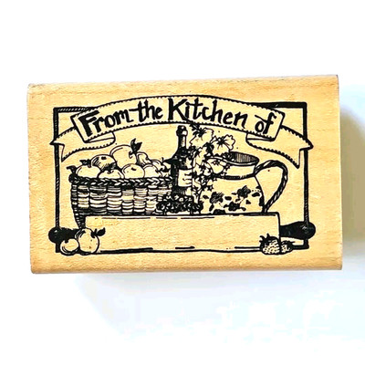 FROM THE KITCHEN OF LABEL Delafield Rubber Stamp G615 Apples Pitcher Food E999