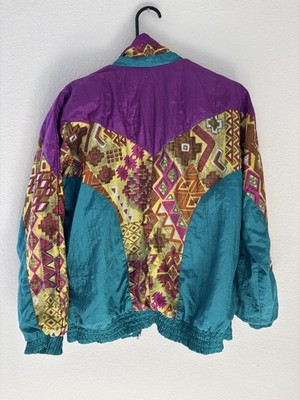 Vintage Active Stuff Windbreaker Jacket Sz S Colorblock Nylon