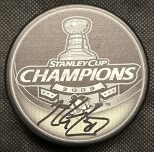 Kris Letang Signed Pittsburgh Penguins 2009 Stanley Cup Champions Puck PSA/COA