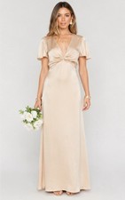 Show Me Your Mumu Twist Bridesmaid Maxi Satin Dress Champagne Women s S SEE