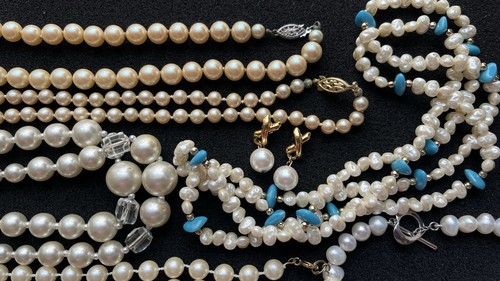 Lot Of Pearl Necklaces And Earrings Genuine And Faux - Picture 4 of 7