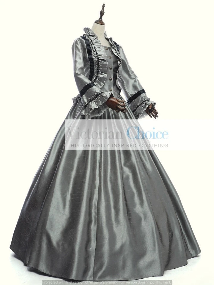 Victoriano Dickens Guerra Civil Tafetán Día Vestido Mujer Pequeña Teatro Disfraz 170 Foto 2 de 4