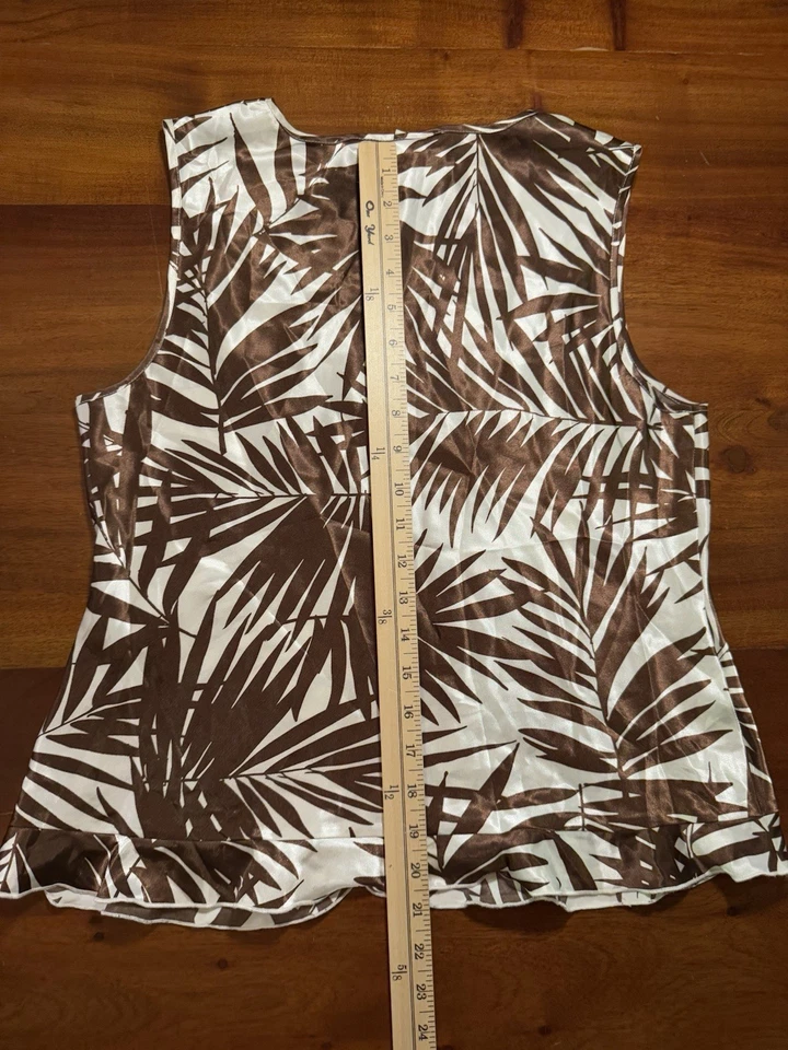 Conjunto de 2 piezas de tanque/pantalones con estampado de hojas de palma marrón Bamboo Traders para mujer talla M Foto 4 de 4