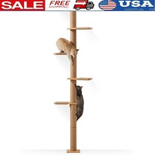 Tall Cat Tree Wall Mount Jute Scratching Post Indoor Playground Space Saver New