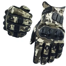 Motorcycle Motorbike Gloves Men's Premium Short Leather Knuckle Protection