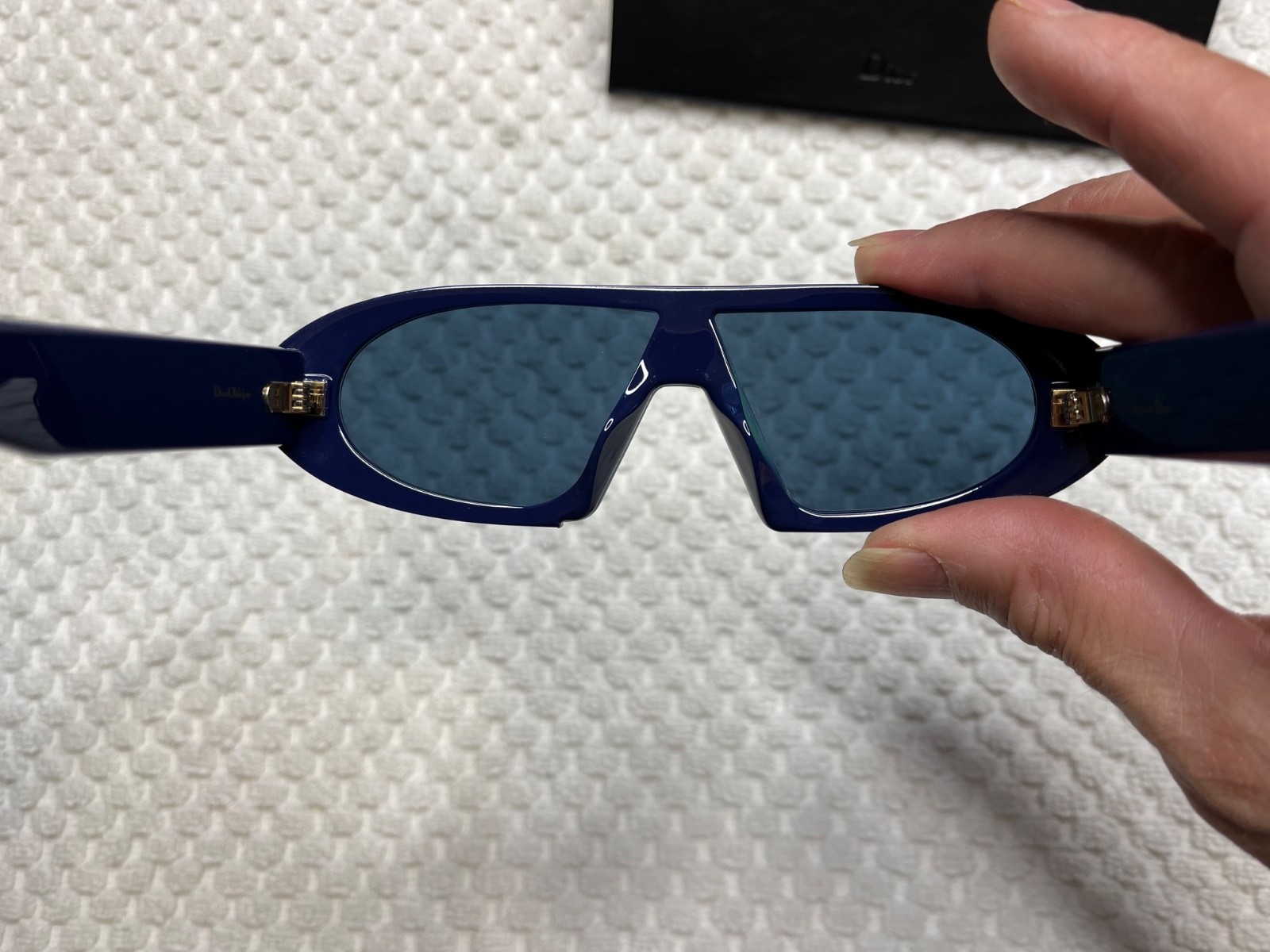 Christian Dior Oblique CD Gold Logo Blue Iconic Sunglasses with case, image 5