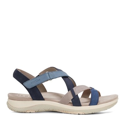 Earth Sterling Arch-Support Cushioned Strappy W Blue Multi Leather - 11 Medium