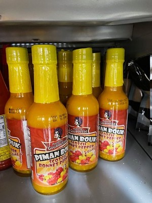6 Pack Madame Gougousse Piman Bouk Scotch Bonnet Pepper Sauce Glass Bottles 5 oz
