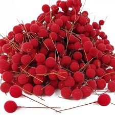 Artificial Holly Berries 12mm Mini Frosted Fruit Christmas Tree Decor 300 PCS