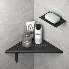 10'' Corner Shower Shelf w/Soap Holder, 304 Stainless Steel Grout in Shelf fo...