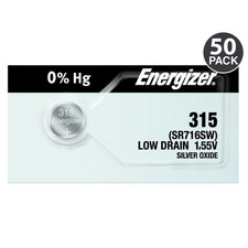 Energizer 315 SR716SW Silver Oxide Watch Battery 50 Pack 
