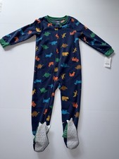 Carter  s 4T One Piece Footie Pajama Navy Colorful Dinosaur Print Kids Fleece NWT