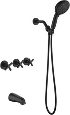 3 Handles Shower Faucet Set with Tub Spout Matte Black Shower Fixtures Tub