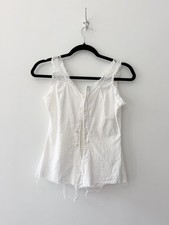 Victorian 1890s 1900s Sleeveless Eyelet Cotton Corset Cover As Is for Study