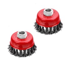 MIKILIKIEN 2 Pcs 2.5 inch Wire Cup Brush for 4 1/2 Angle Grinder,Wire RED