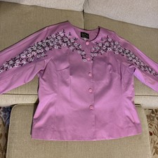 Bob Mackie Wearable Art Orchid Purple Floral Embroidered Jacket Blazer XL
