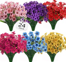 24Bundles Artificial Flowers for Indoor,No Fade Fake Plastic Flowers Faux Pla...