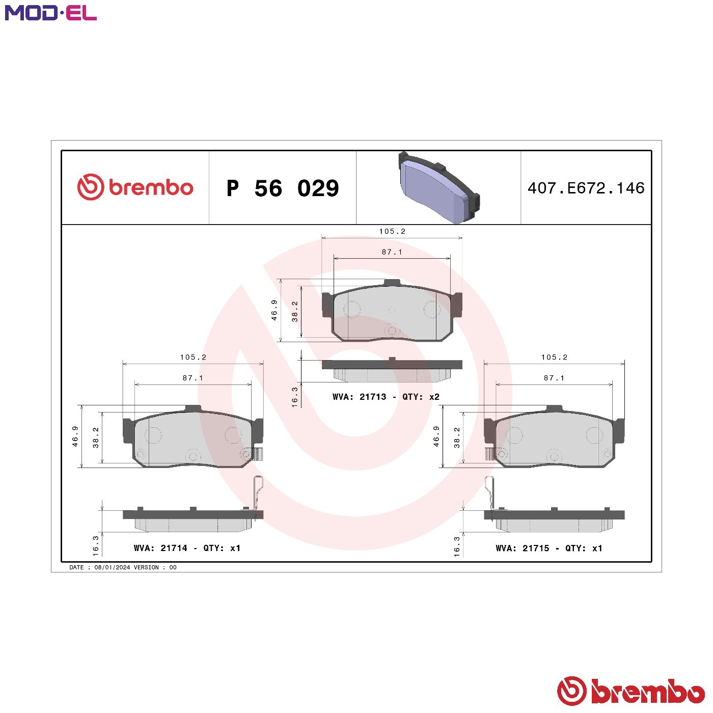 BRAKE PAD SET DISC BRAKE P 56 029 FOR INFINITI NISSAN SR20DE 2.0L 4cyl G20 3.0L
