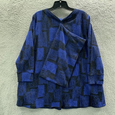 ALI MILES Blouse Womens Large Top Blue Black