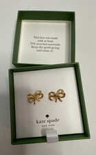 Kate Spade girls Gold Tone Bow stud earrings "Bow Meets Girl" NIB girls 12 under