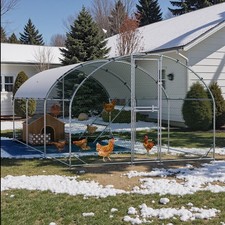 Large Metal Dome Chicken Coop Walk-in Poultry Cage Outdoor Hen House with Cover