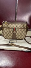 Gucci GG Supreme Web Sherry Line Shoulder Bag Beige PVC, Vintage