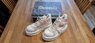 Demonia Boots Plateau Damen Größe 42 Weiß Leder Ungetragen Neu mit Karton