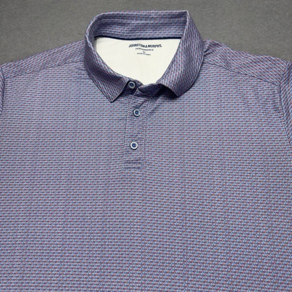 Johnston Murphy Shirt Adult Extra Large Purple Geometric Polo Golf Performance - Image 3 of 4
