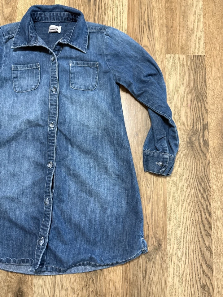 Old Navy Dress, Girl's Size Small, Blue, Long Sleeve Button Up Jean Dress - Image 4 of 4