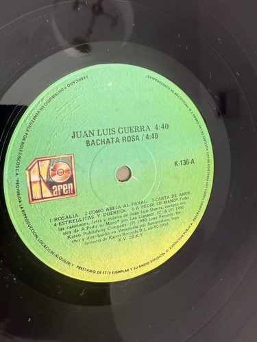 JUAN LUIS GUERRA 4.40 🎶BACHATA ROSA/KAREN REC/VG+/EX VINYL !/STICKERS !! LEA - Picture 4 of 6