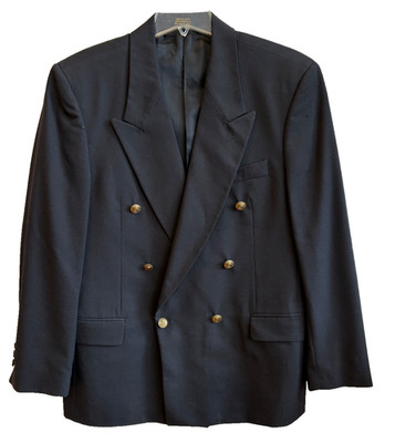 Double Breasted Navy Blue Blazer Men's 41 R by Giorgio Sant Angelo Worsted Wool